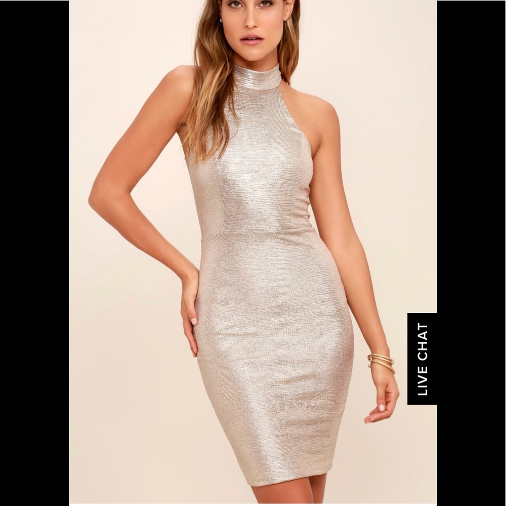NWT - Diamond Heart Gold Lulu’s dress - Medium
